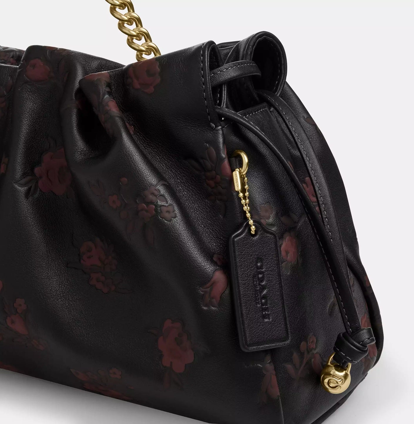 Faye Large Shoulder Bag With Floral Print Wine Multi Coach