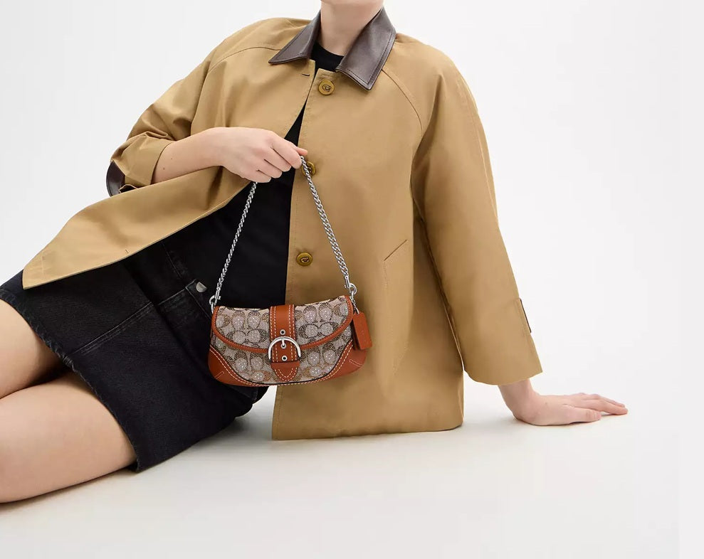 Soho Bag 25 In Crystal Signature Jacquard Burnished Amber Coach