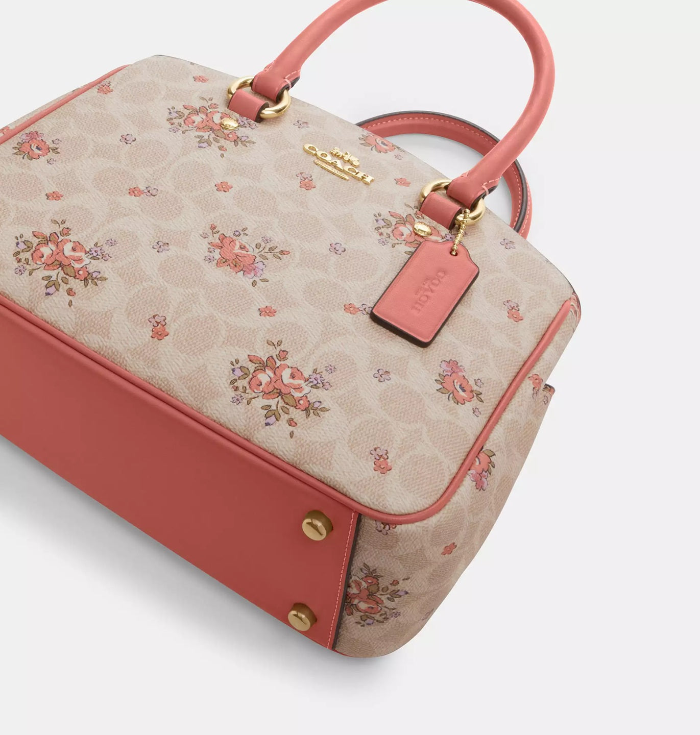 Savannah Small Carryall Bag In Signature Canvas With Floral Print Sand Multi Coach