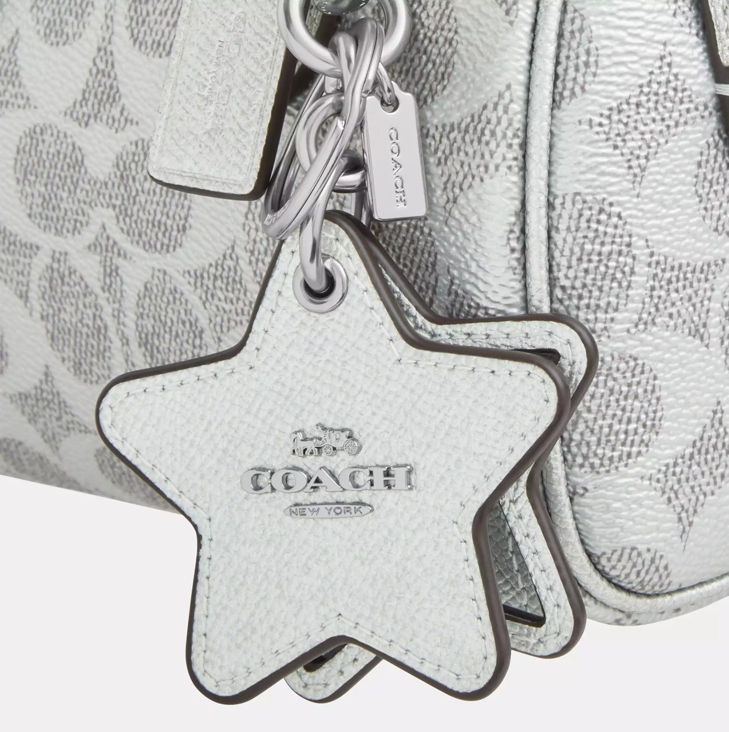 Boxed Mini Rowan Crossbody Bag And Mirror Bag Charm Set In Signature Canvas Silver Coach