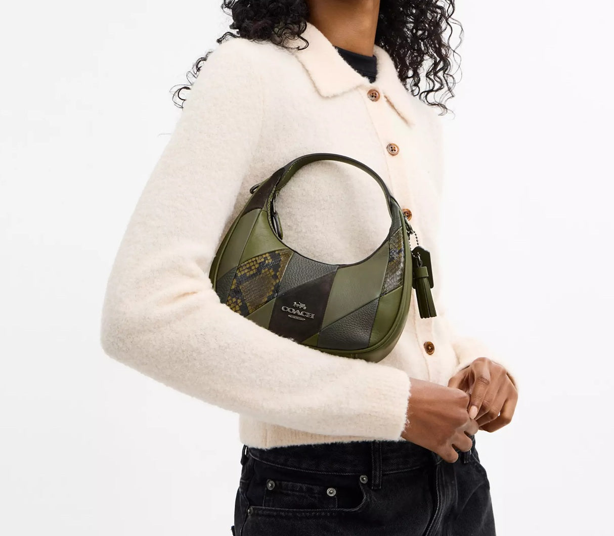 Carmen Mini Crossbody Bag With Patchwork Gunmetal Olive Coach