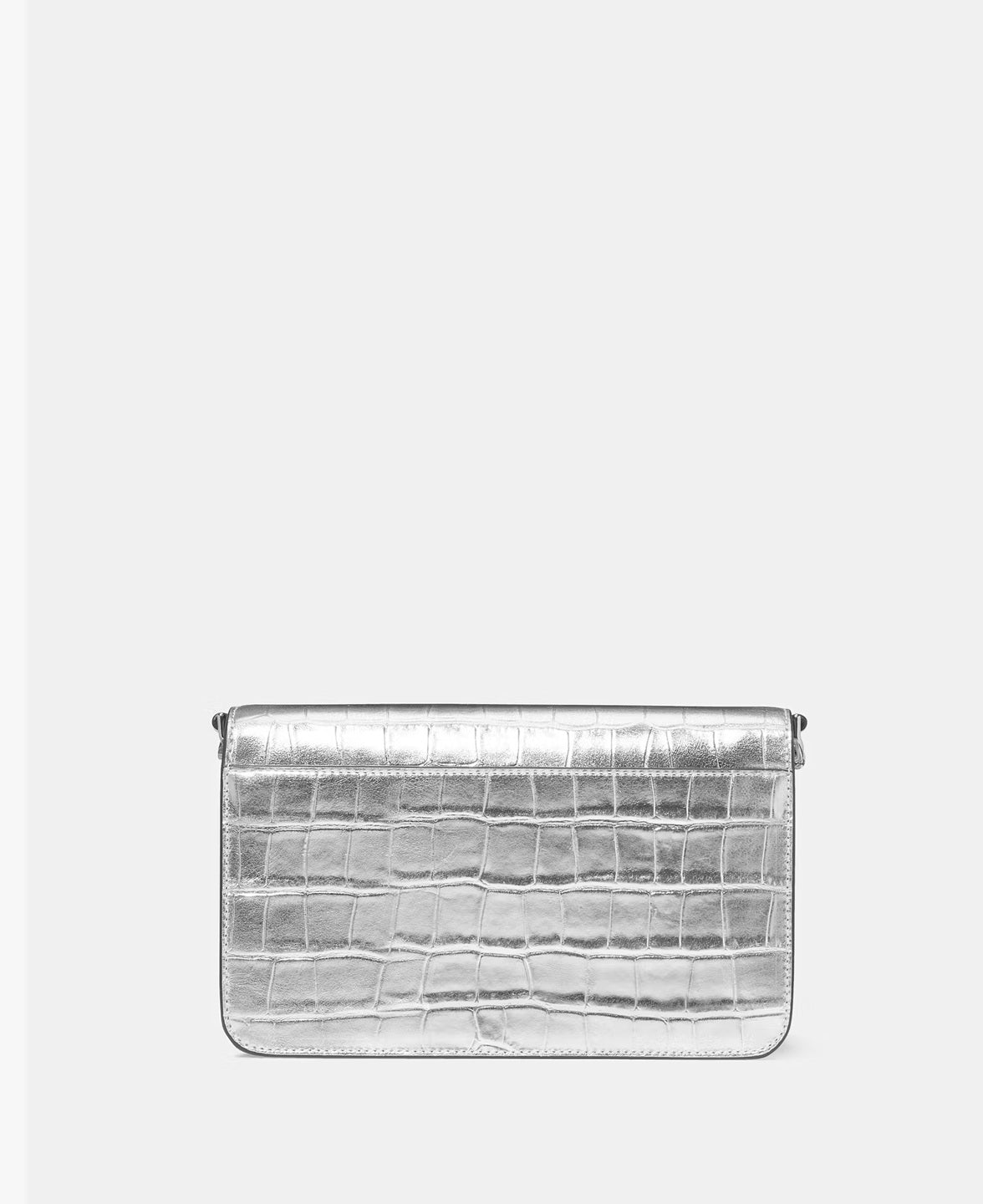 Madison Croc Embossed Willow Mini Flap Crossbody Silver Kate Spade
