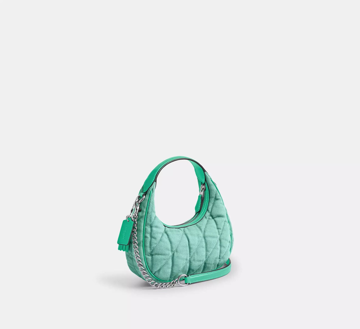 Carmen Mini Crossbody Bag Quilted Denim Green Coach