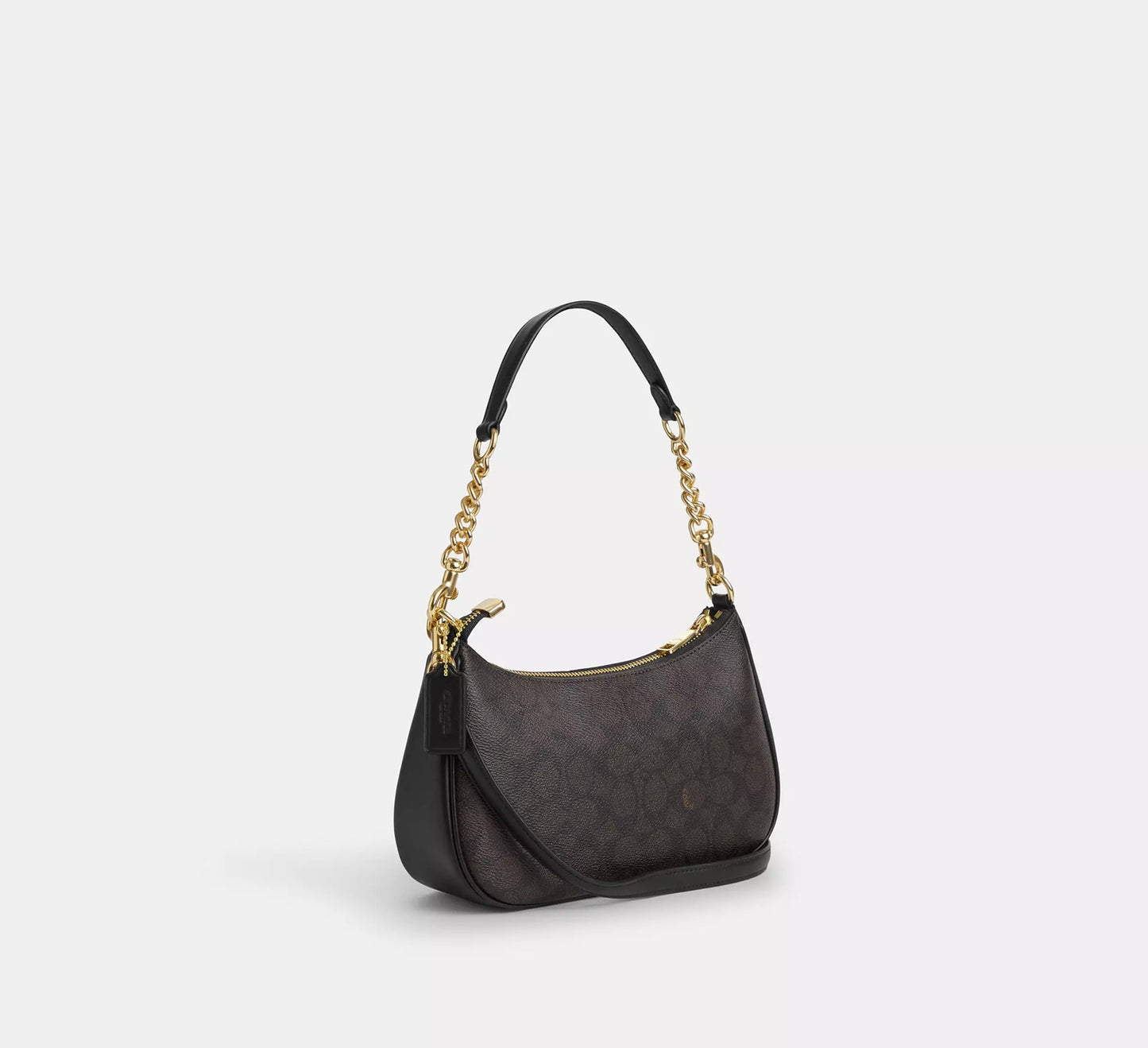 Teri Shoulder Bag In Signature Canvas Walnut Black Coach