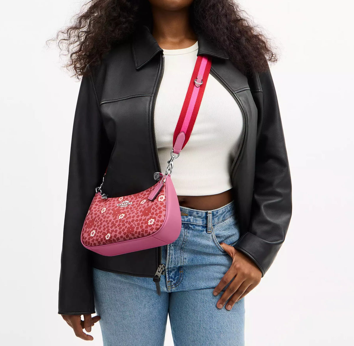 Teri Shoulder Bag With Floral Print Pink Multi Coach