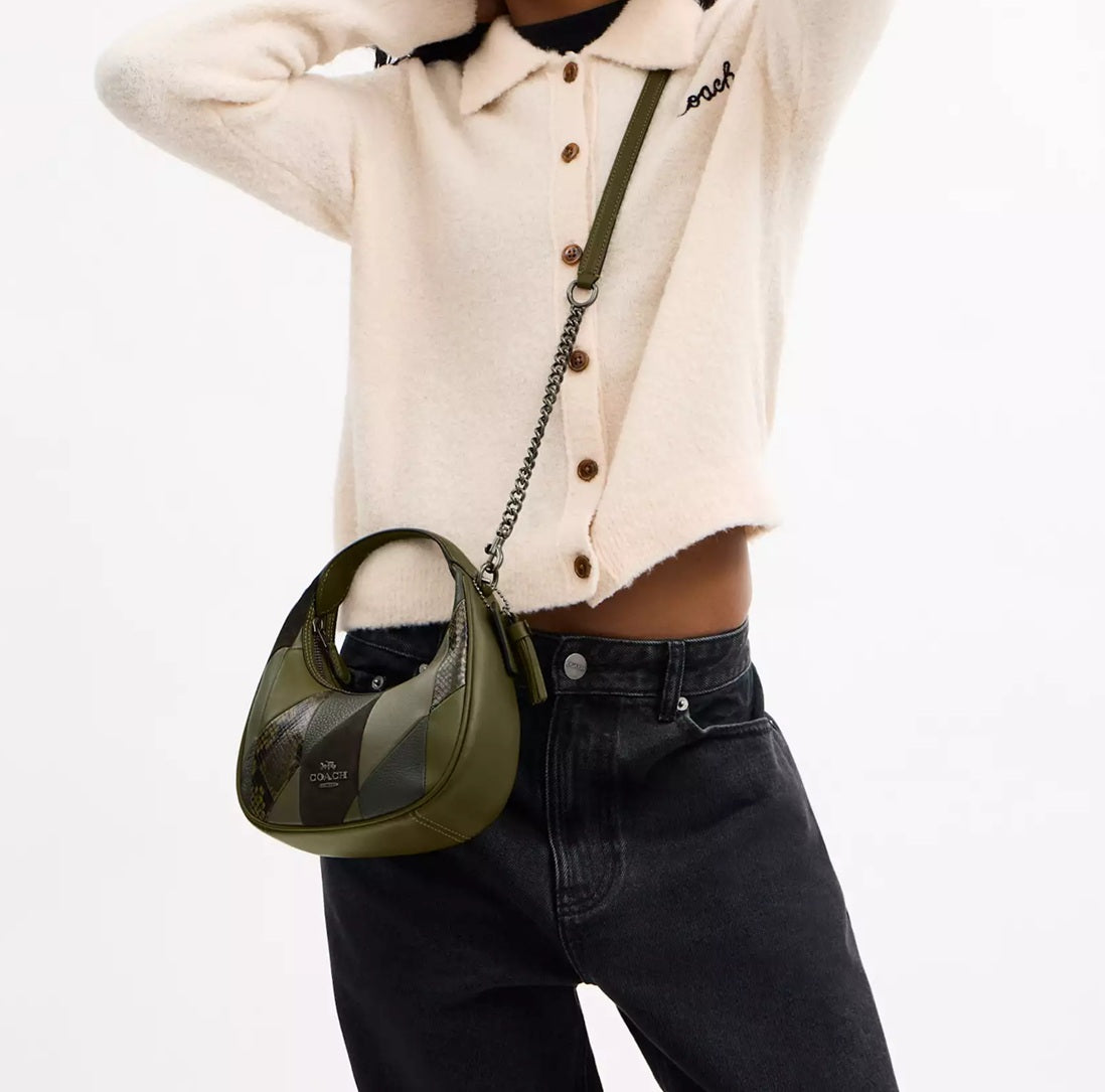 Carmen Mini Crossbody Bag With Patchwork Gunmetal Olive Coach