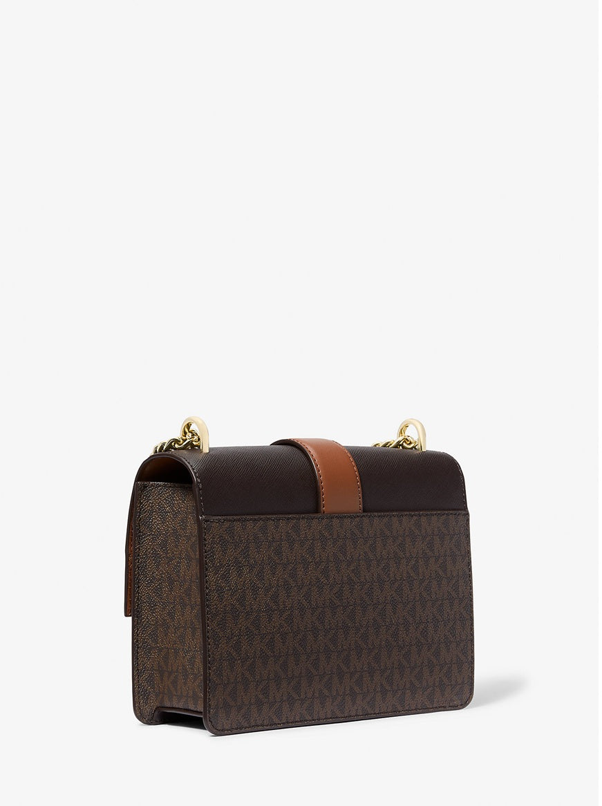 Greenwich Small Color Block Signature Logo Crossbody Bag Brown Michael Kors