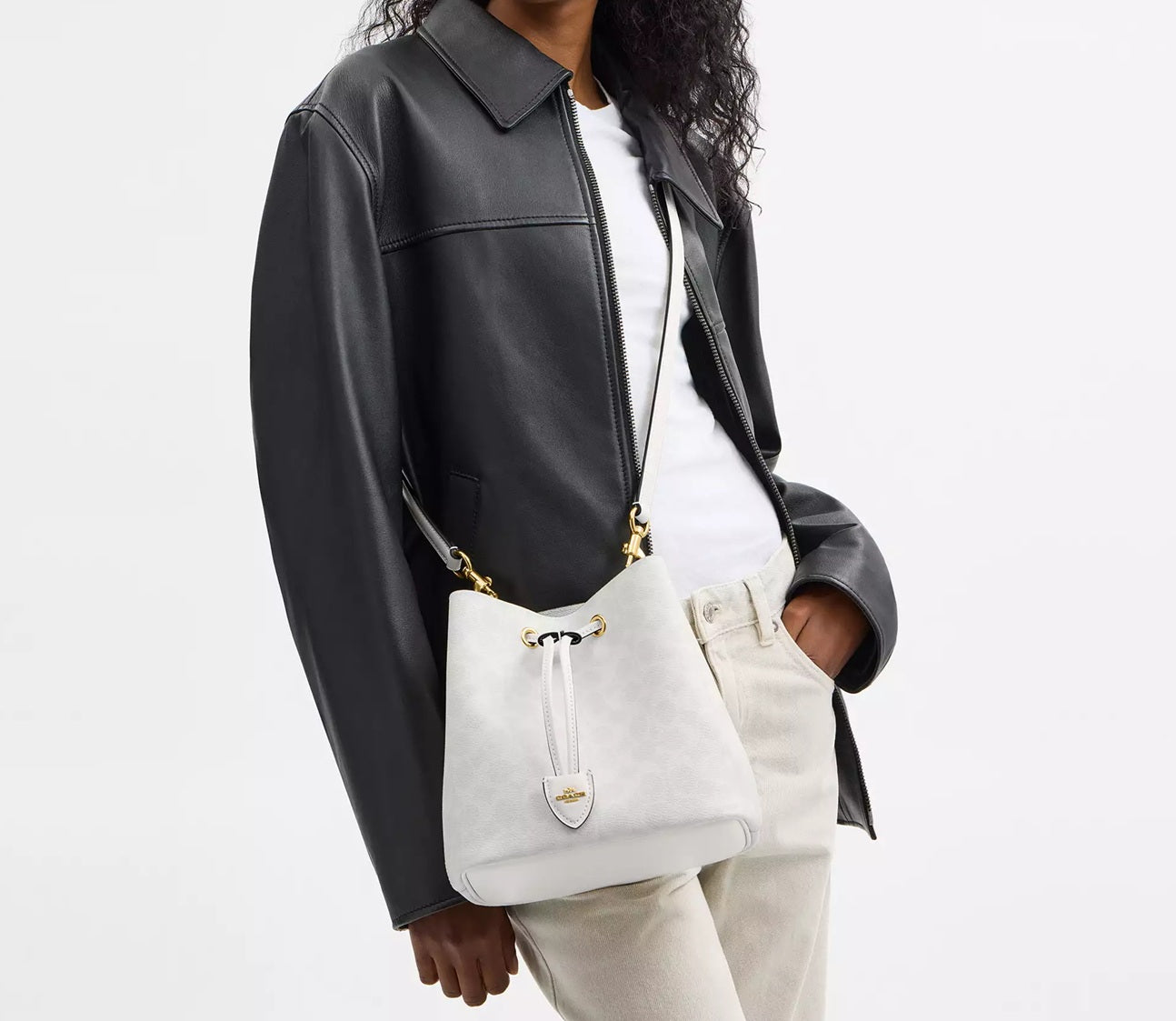 Rowan Bucket Bag In Signature Canvas White Chalk Coach