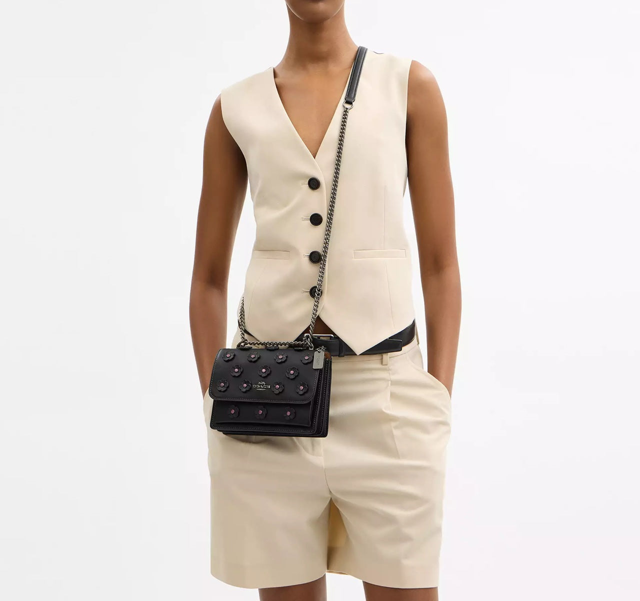 Mini Klare Crossbody Bag With Floral Applique Black Coach
