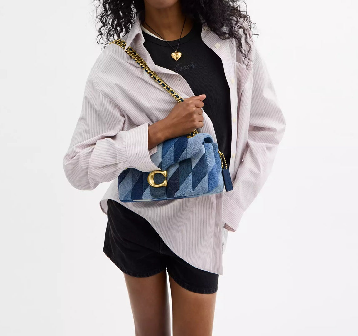Tabby Shoulder Bag 26 With Patchwork Quilting Denim Coach