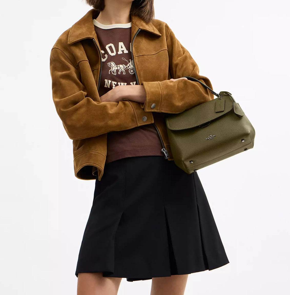 Emory Top Handle Bag Gunmetal Olive Coach