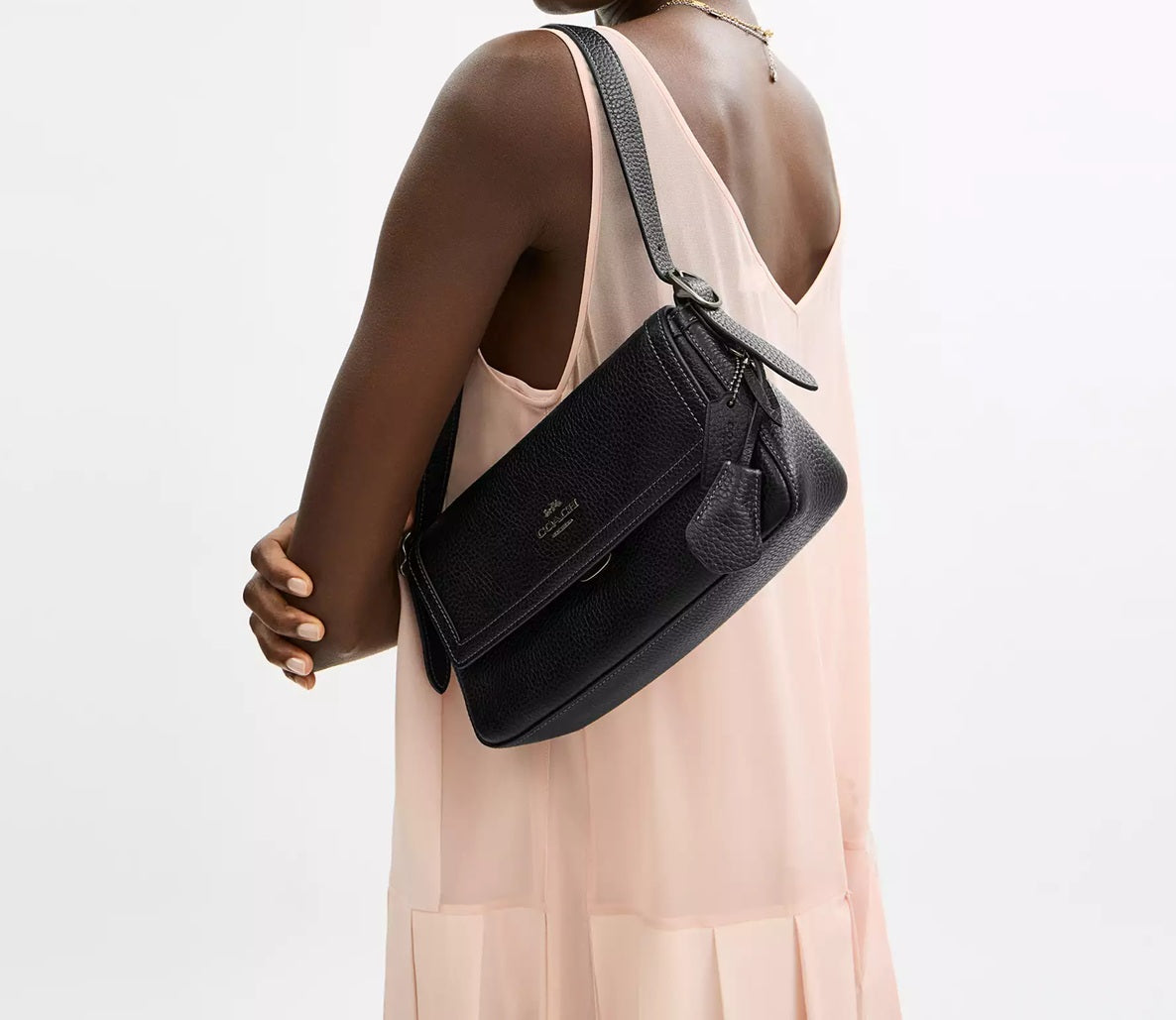 Etta Small Flap Shoulder Bag Gunmetal Black Coach