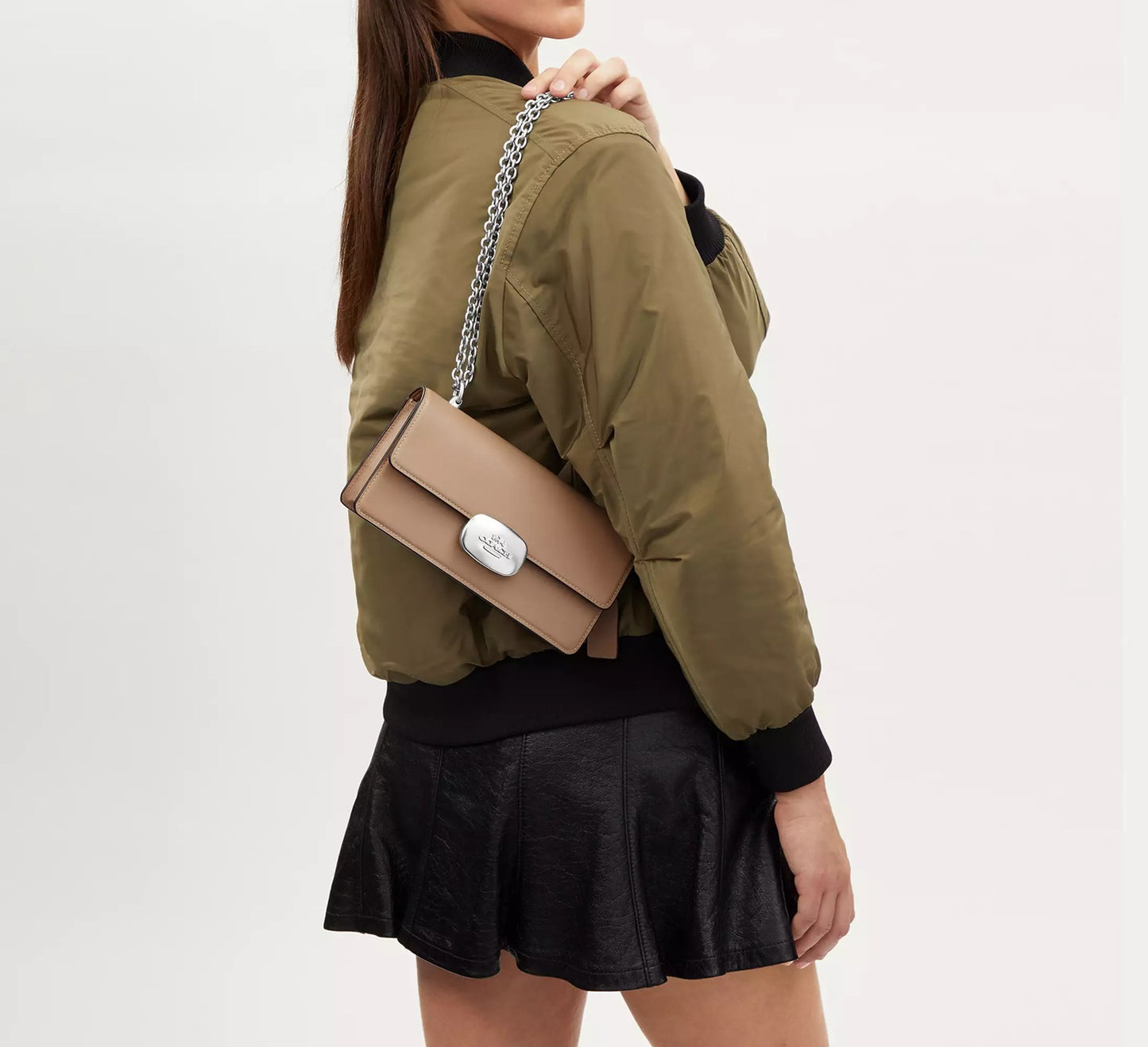 Eliza Flap Crossbody Bag Taupe Coach