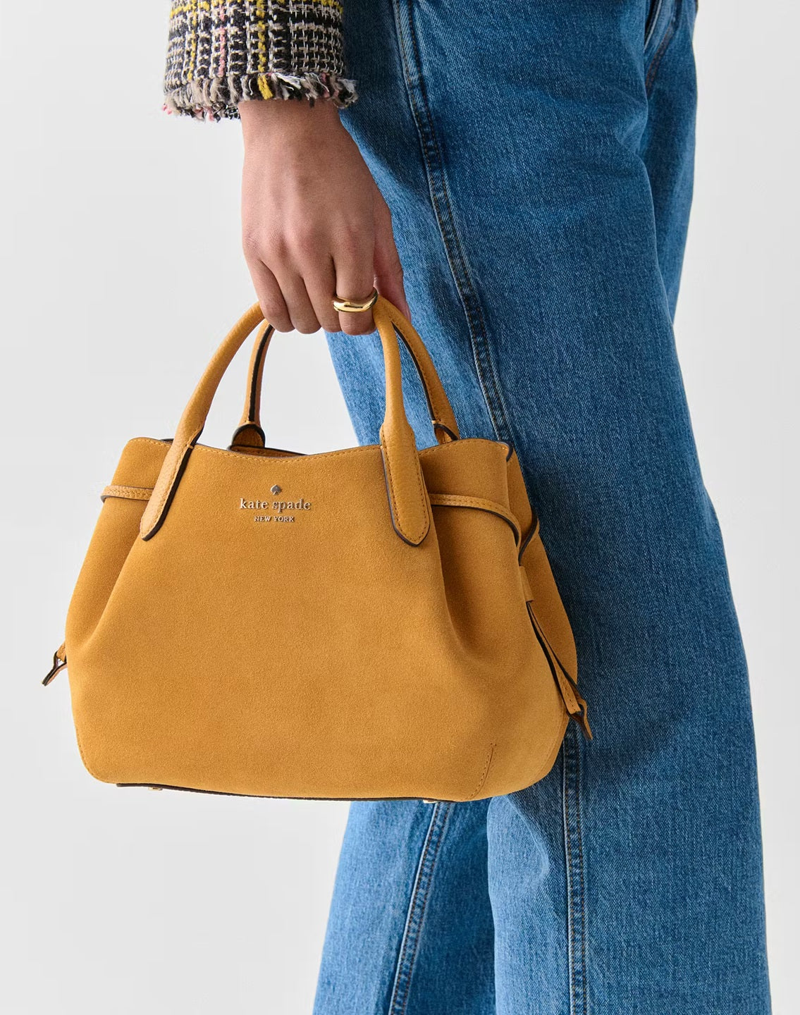 Dumpling Suede Small Satchel Bag Squash Blossom Kate Spade