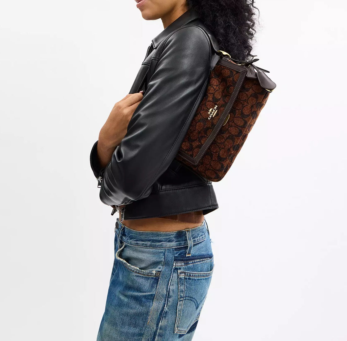 Etta Small Flap Shoulder Bag In Signature Chenille Truffle Coach
