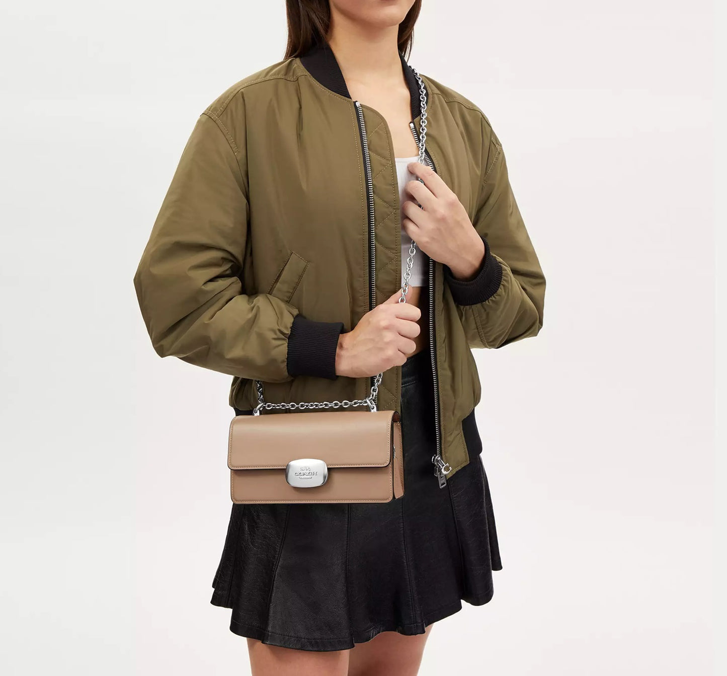 Eliza Flap Crossbody Bag Taupe Coach