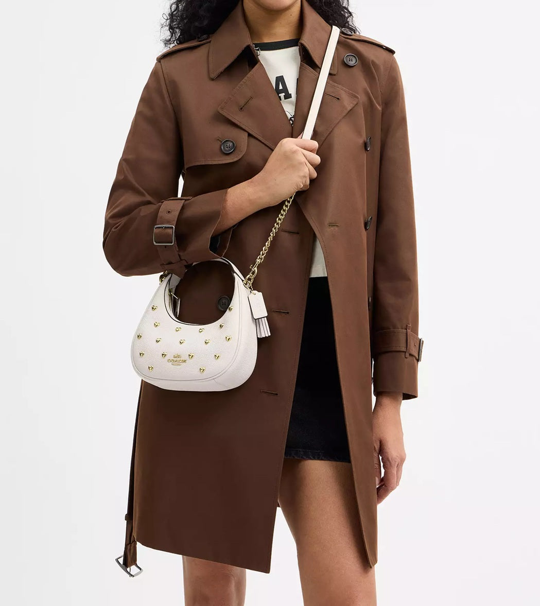 Carmen Mini Crossbody Bag With Heart Rivets Gold Chalk Coach