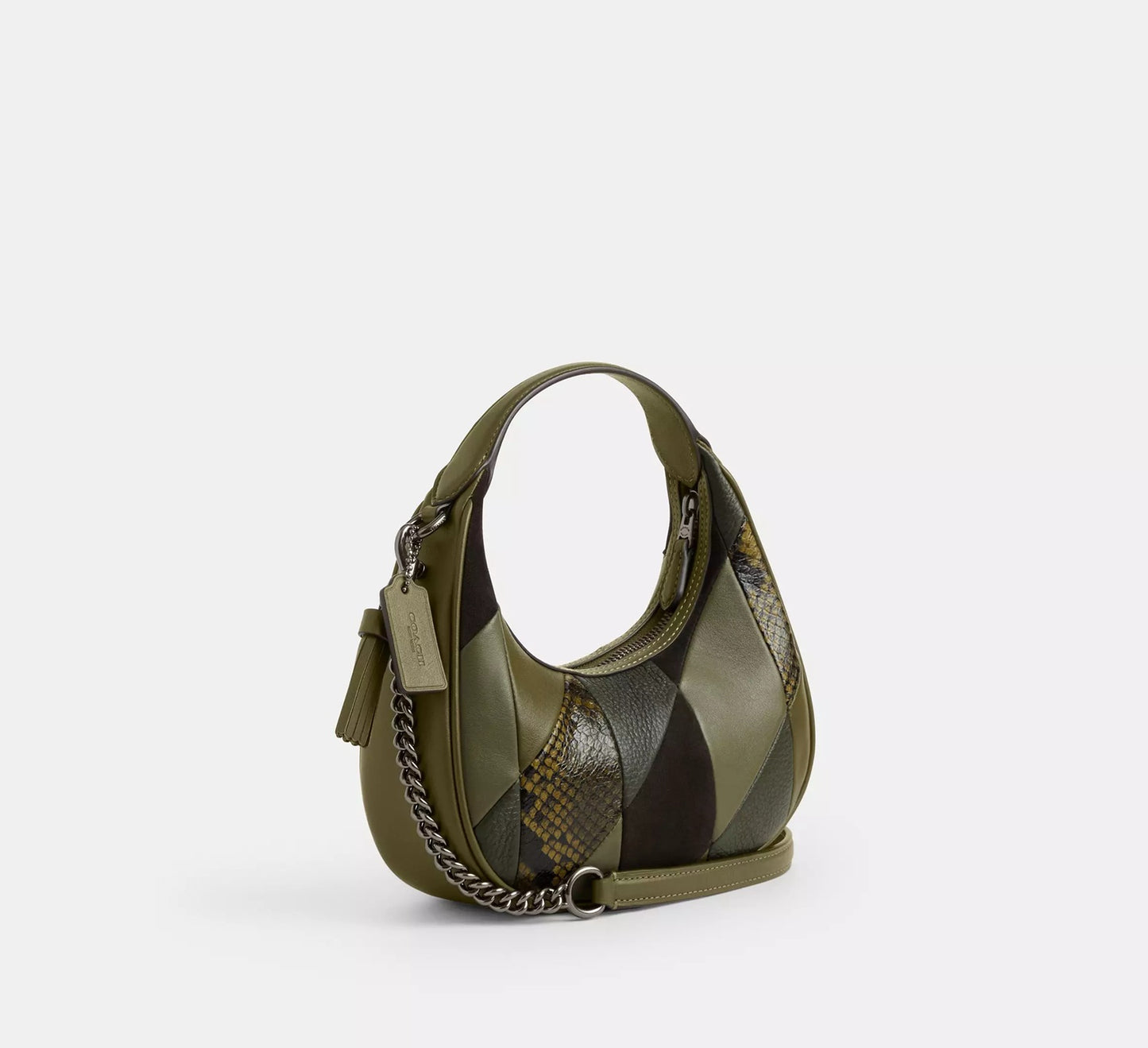 Carmen Mini Crossbody Bag With Patchwork Gunmetal Olive Coach