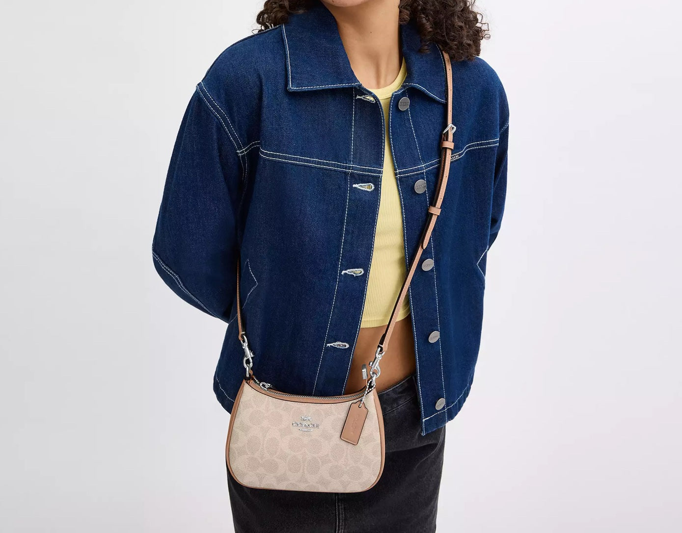 Teri Mini Crossbody Bag In Signature Canvas Sand Taupe Coach