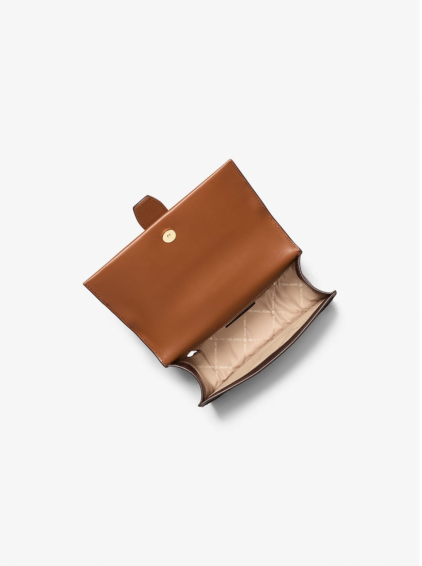 Greenwich Small Color Block Signature Logo Crossbody Bag Brown Michael Kors