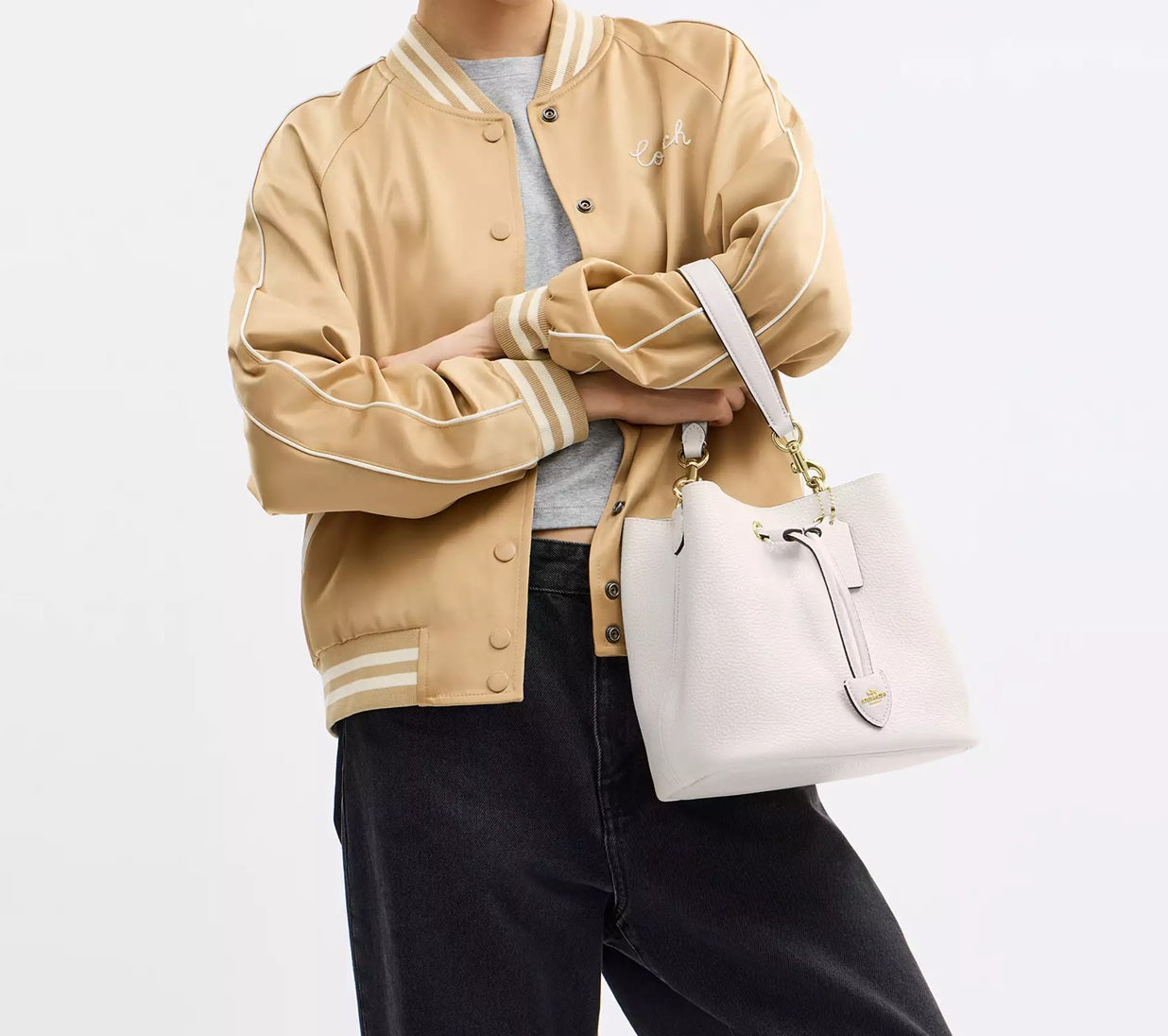 Rowan Bucket Bag Chalk Coach