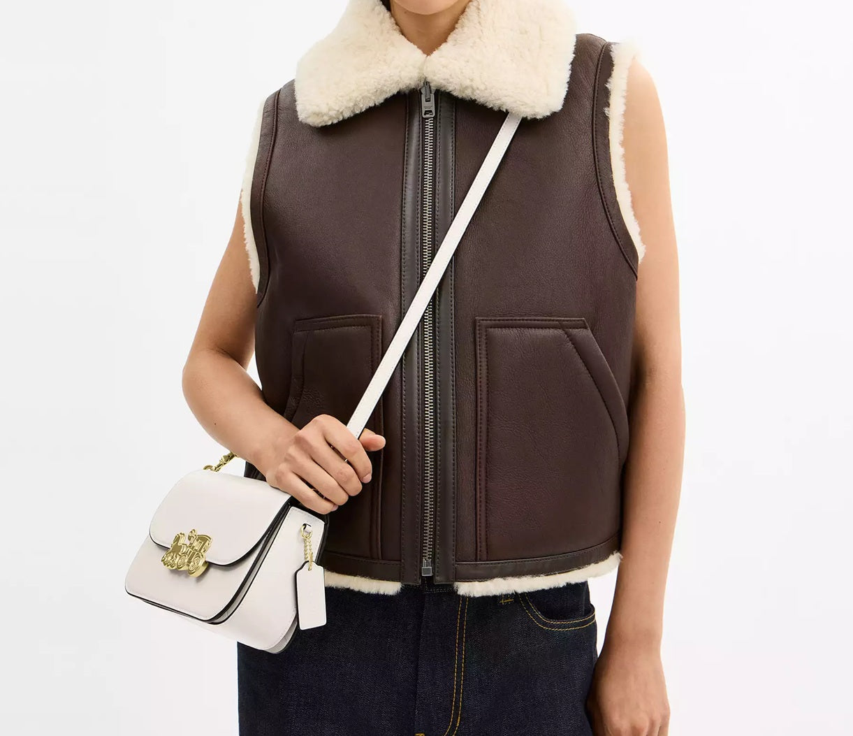 Harper Shoulder Bag Gold Chalk Coach