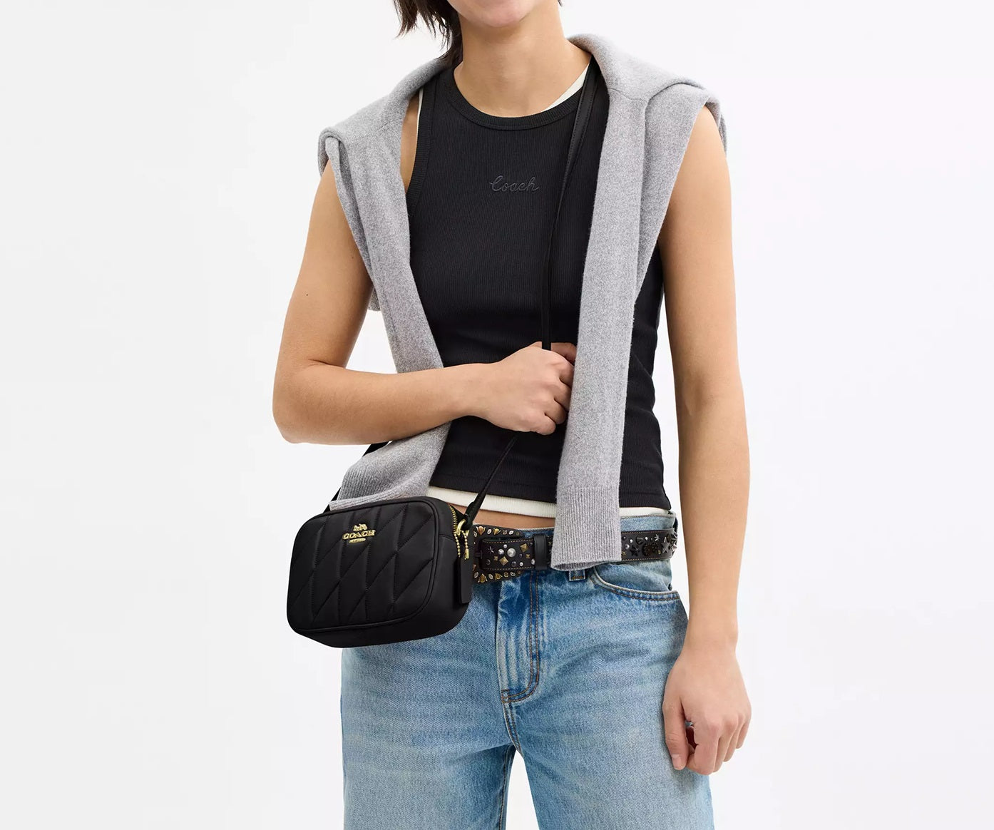 Mini Jamie Camera Bag With Quilting Black Coach