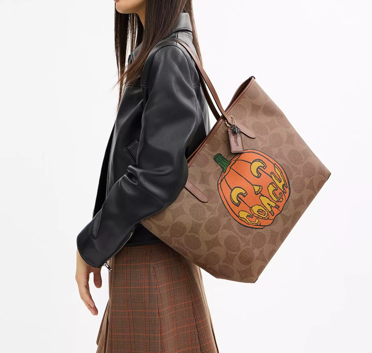 City Tote Bag In Signature Canvas With Halloween Print Tan Multi Coach