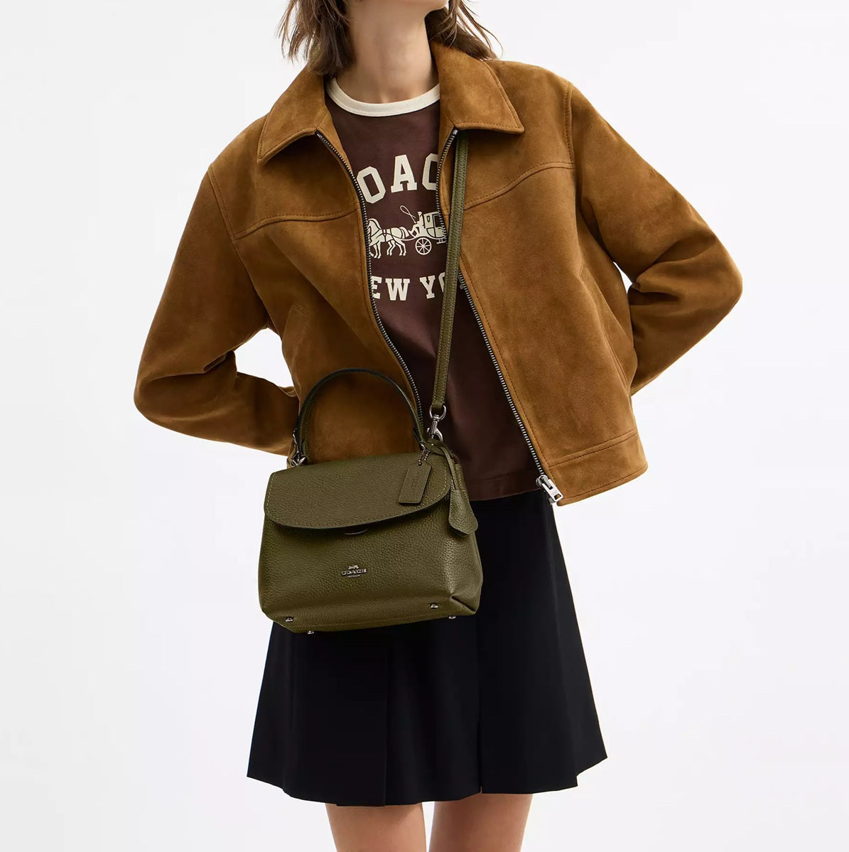 Emory Top Handle Bag Gunmetal Olive Coach