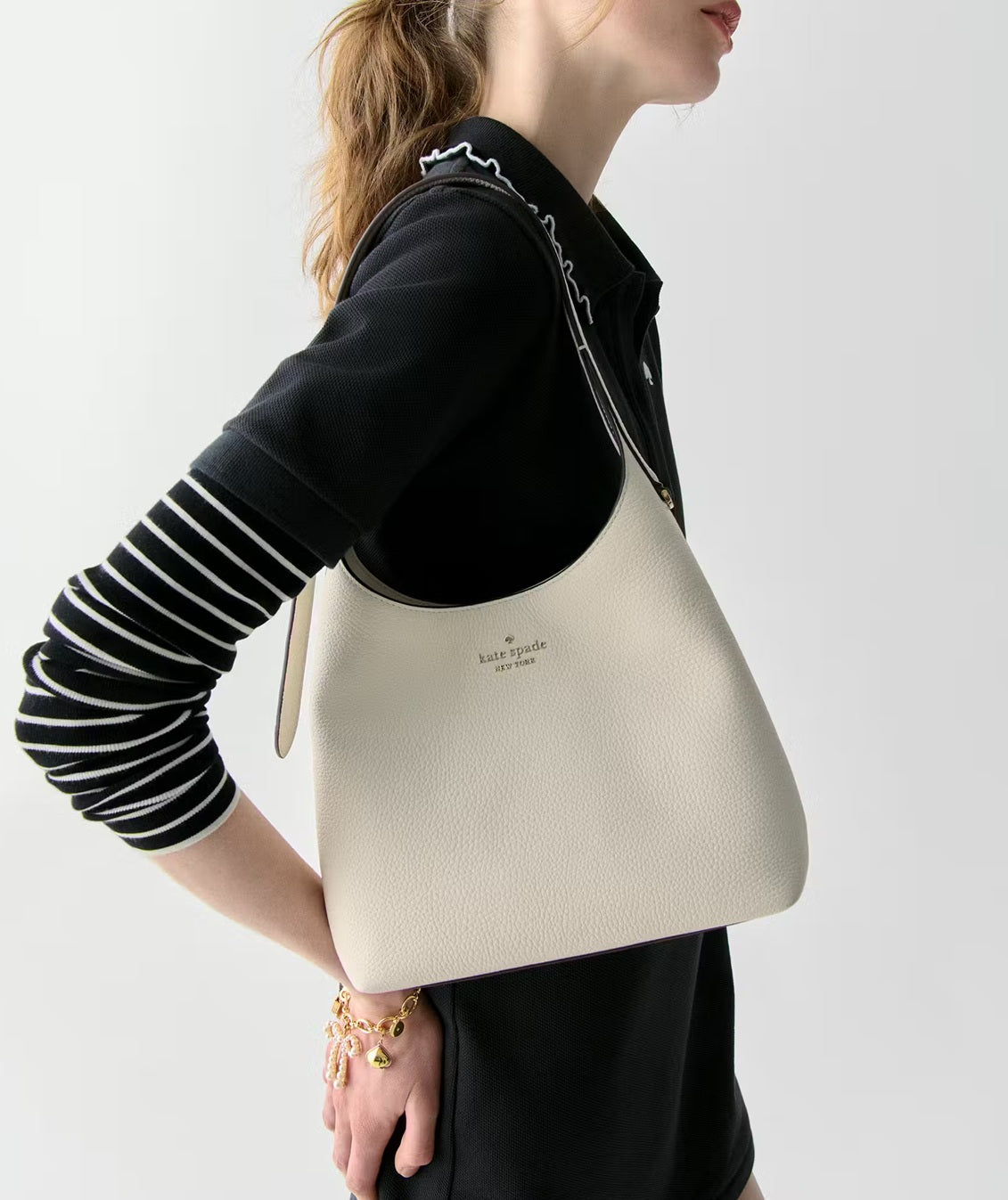 454 Suede Small Shoulder Bag Meringue Kate Spade