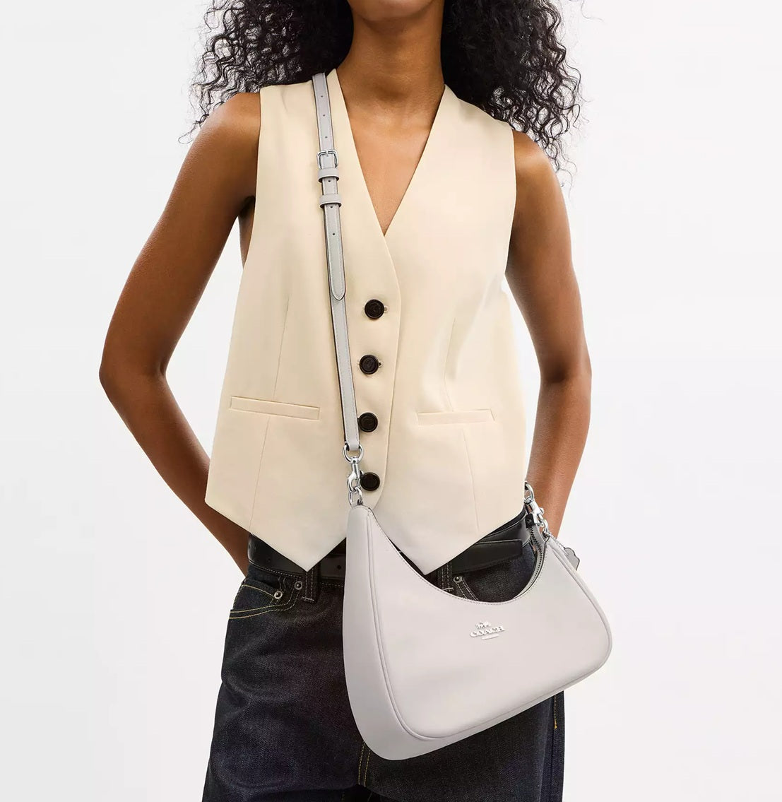 Twisted Teri Shoulder Bag Chalk Coach