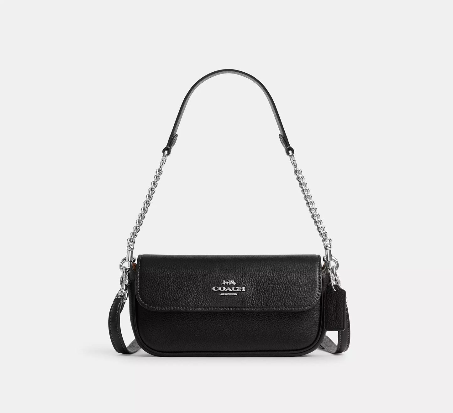 Hailey Flap Bag Silver Black Coach