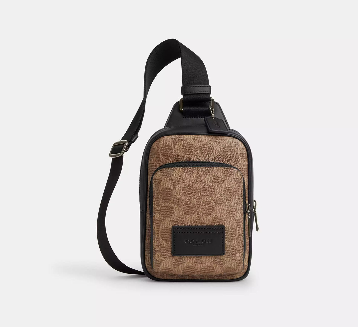 Racer Sling Pack In Signature Canvas Bag Tan Black Coach