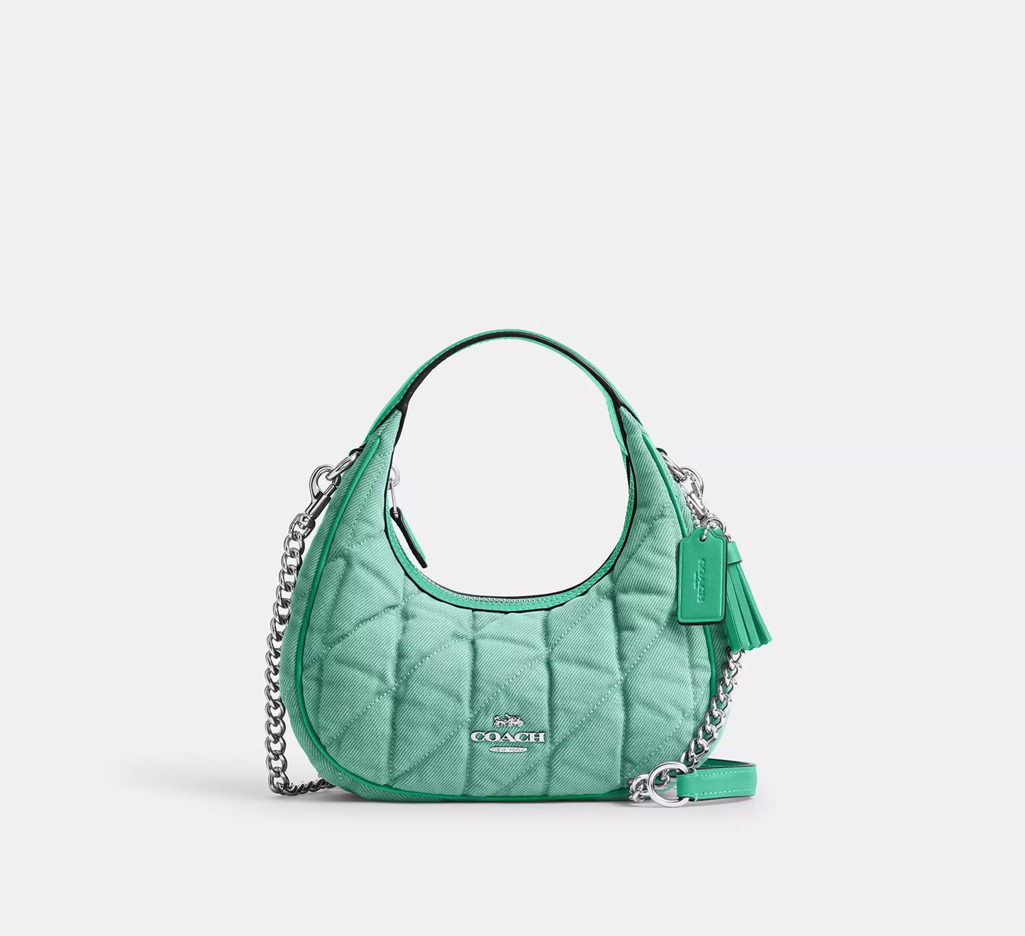 Carmen Mini Crossbody Bag Quilted Denim Green Coach