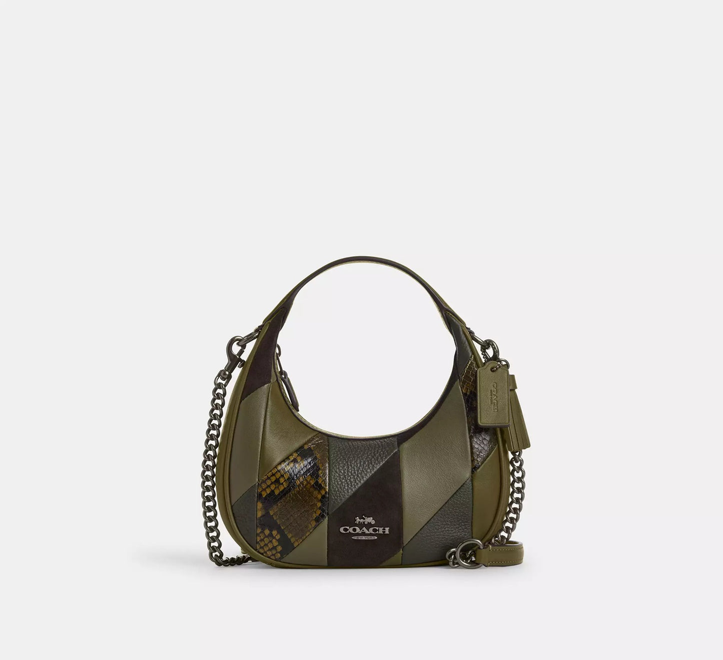 Carmen Mini Crossbody Bag With Patchwork Gunmetal Olive Coach