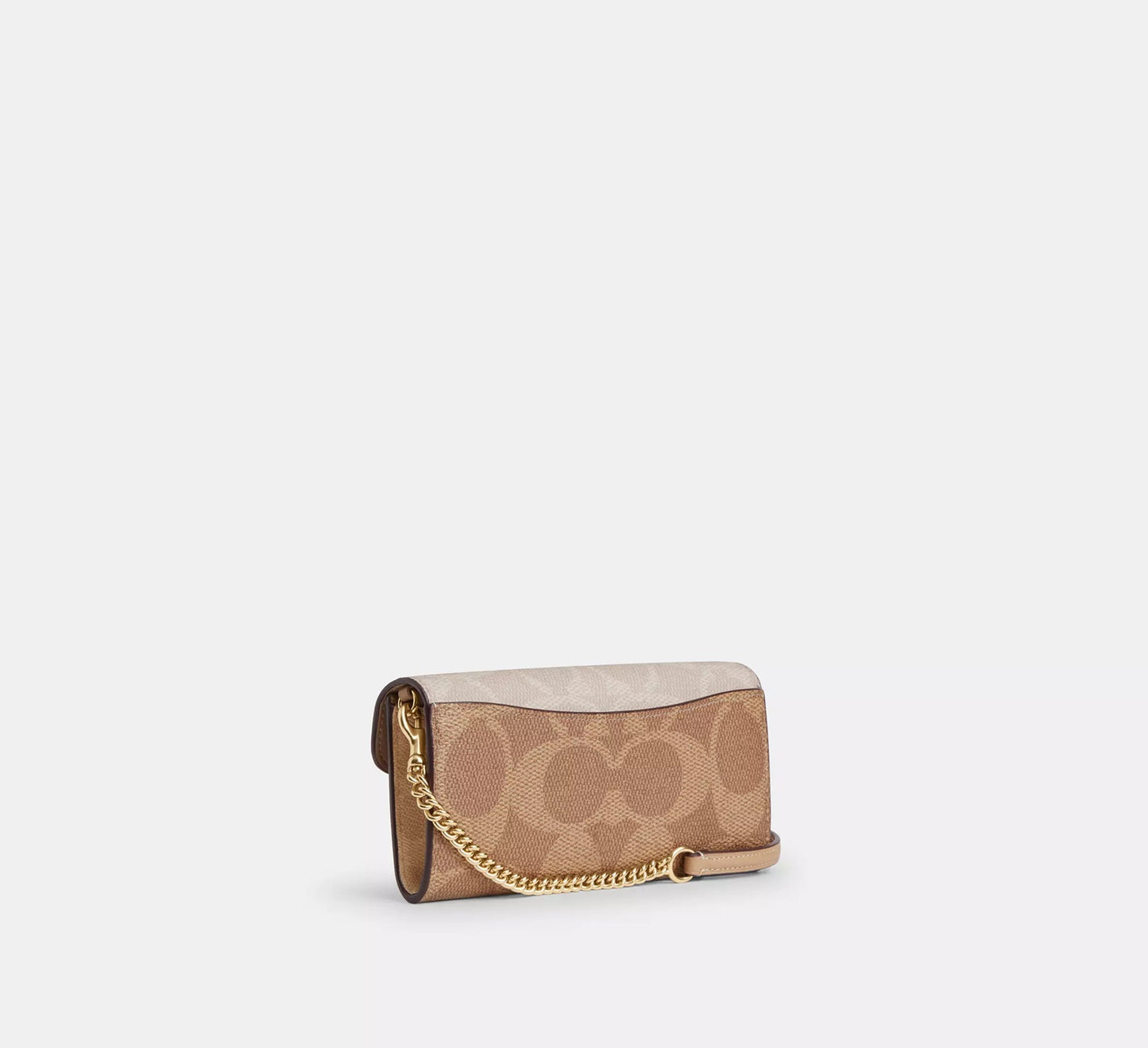 Klare Wallet With Chain In Blocked Signature Canvas Sand Tan Coach