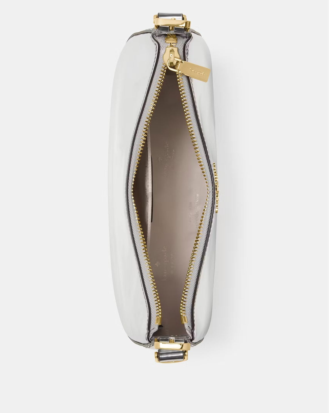 Nova Mirror Metallic Small Crescent Shoulder Bag Silver Kate Spade