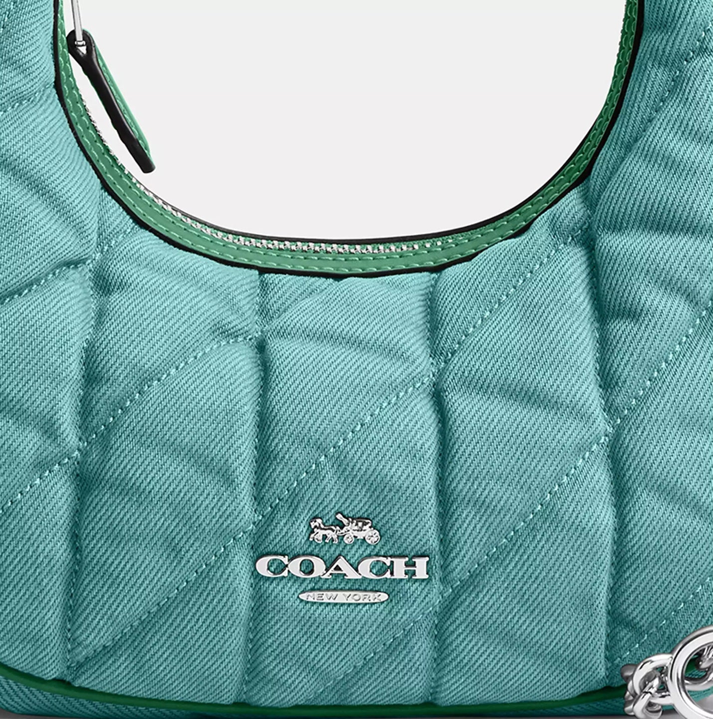 Carmen Mini Crossbody Bag Quilted Denim Green Coach