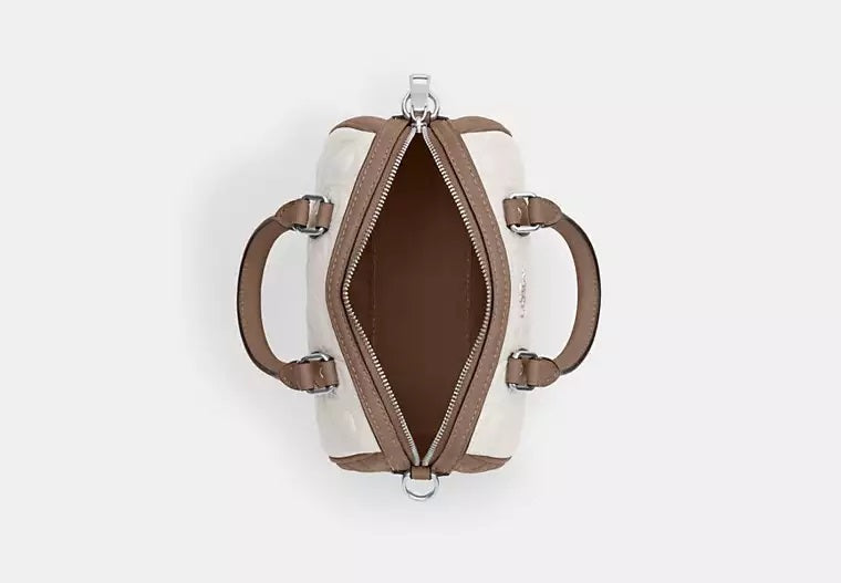 Mini Rowan Crossbody Bag In Blocked Signature Leather Chalk Taupe Coach