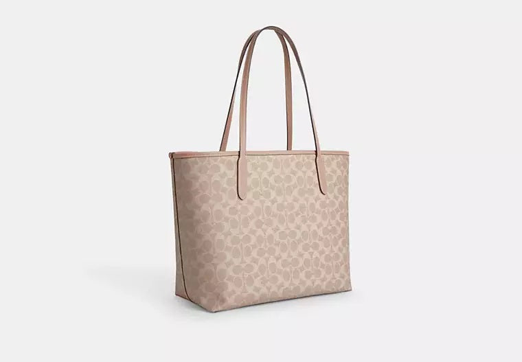 City Tote Bag In Signature Canvas Sand Taupe Coach