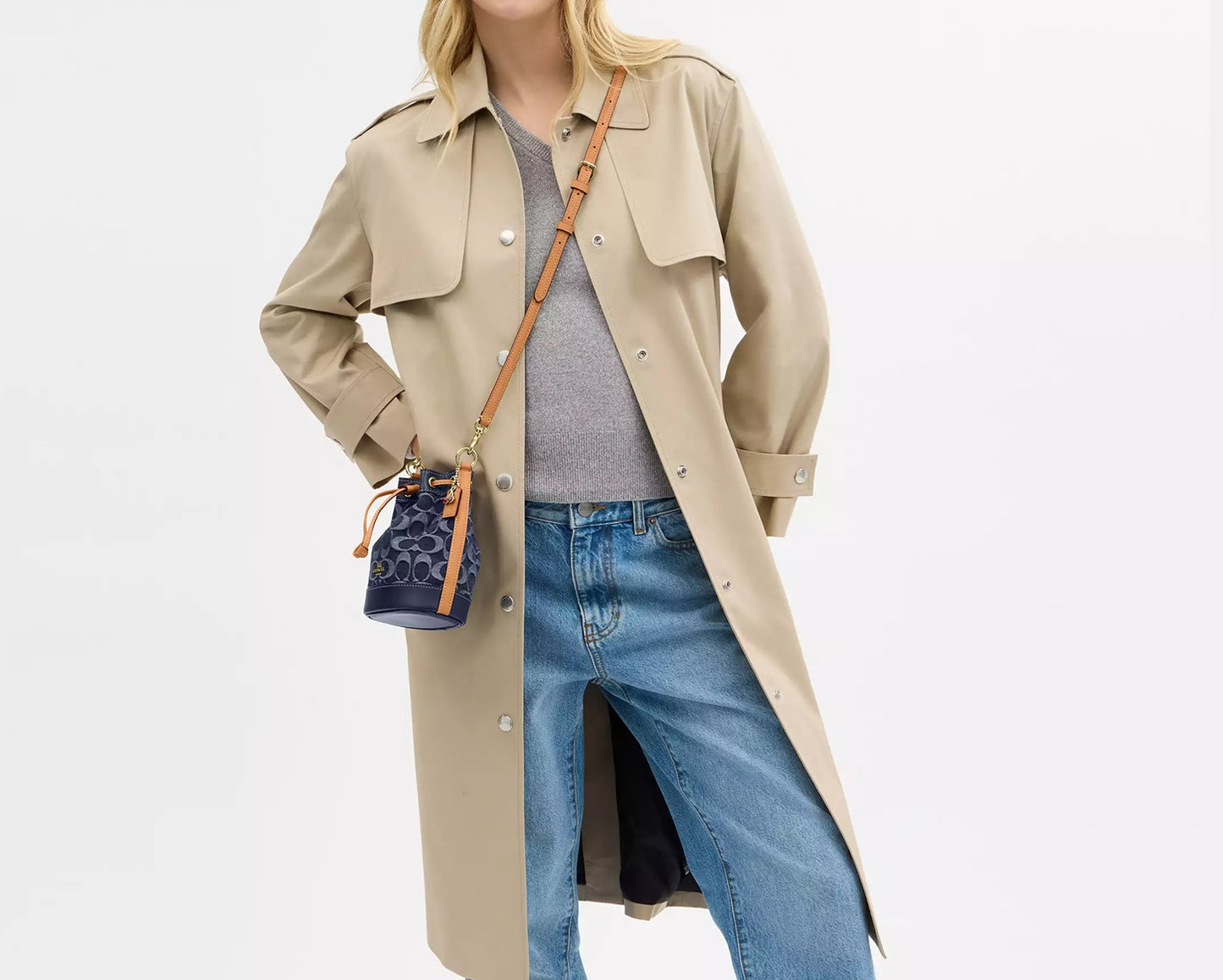 Mini Bucket Bag In Signature Denim Natural Coach