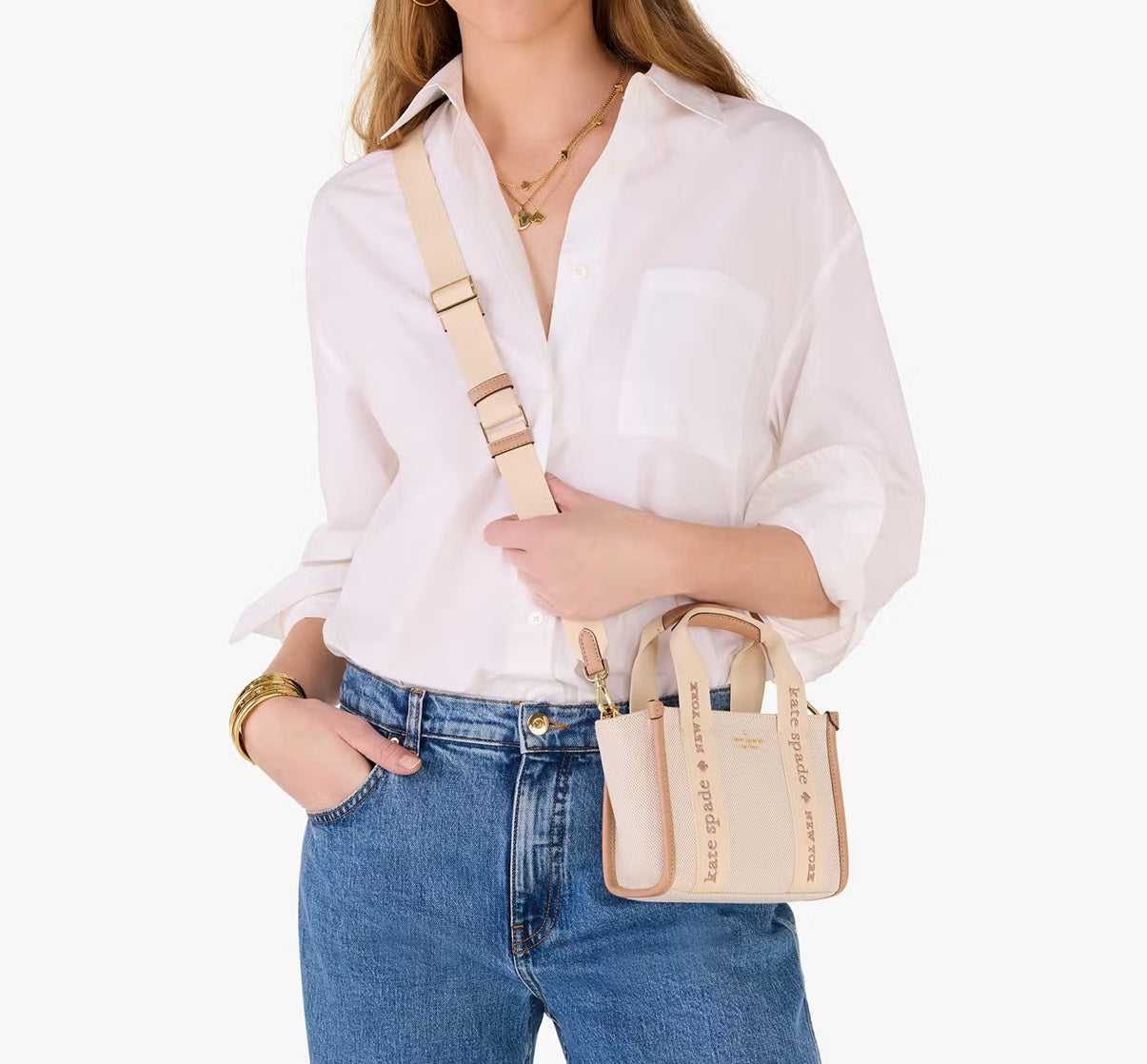 Kip Canvas Mini Tote Bag Light Fawn Multi Kate Spade