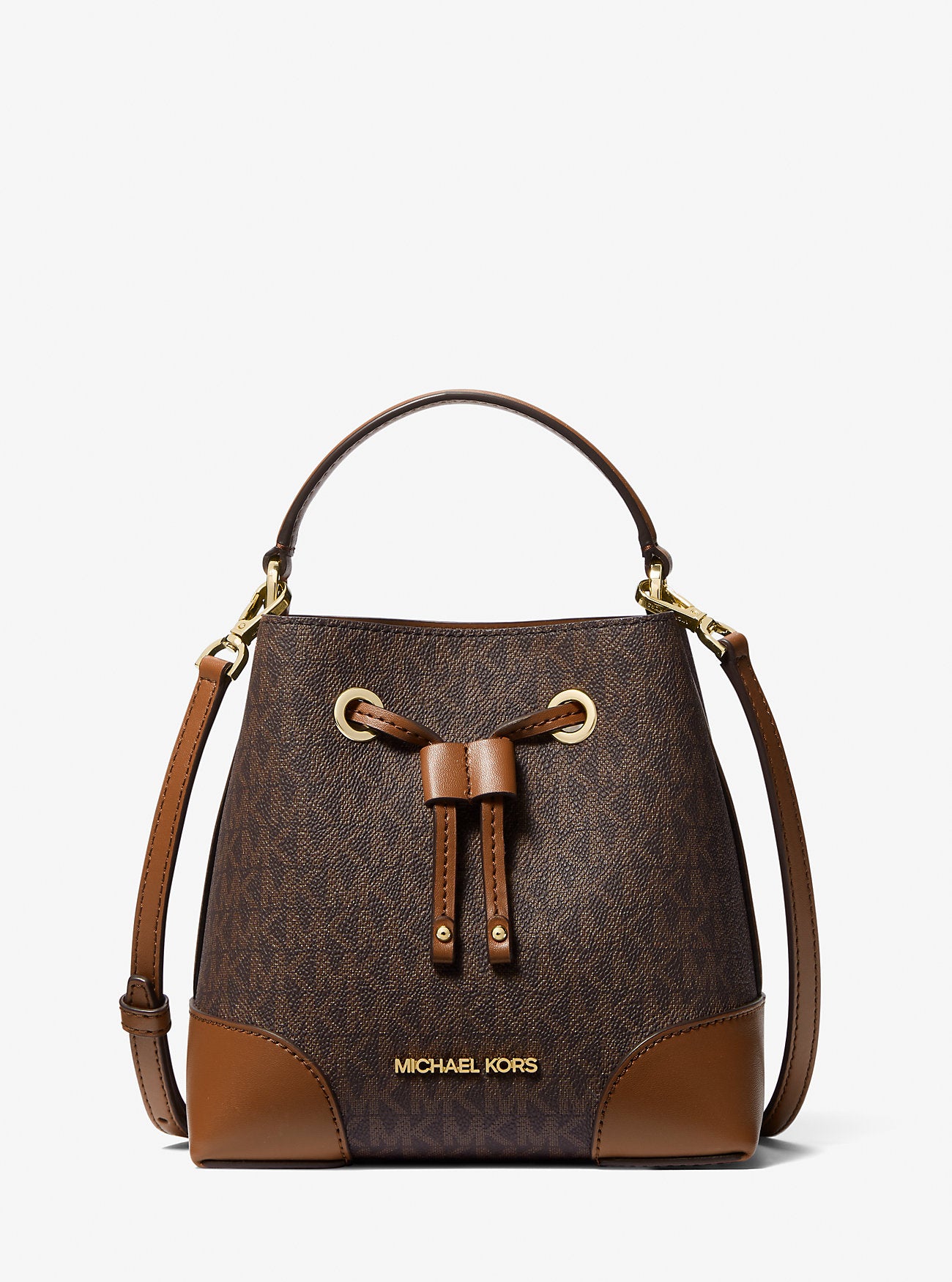 Mercer Small Logo Bucket Bag Brown Michael Kors