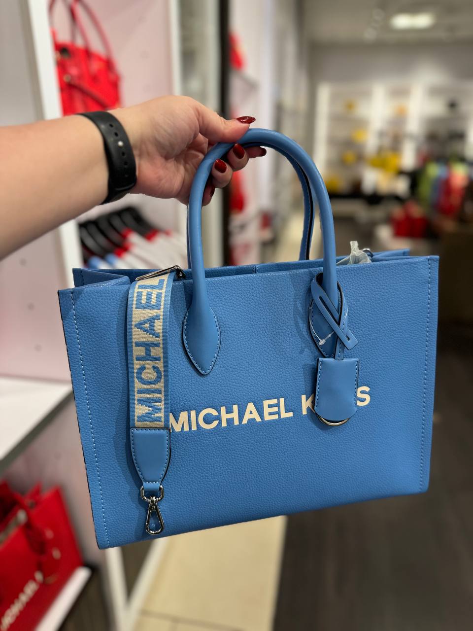 Blue leather michael kors purse sale