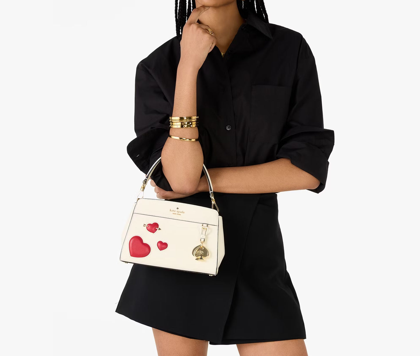 Madison Puffy Heart Small Top Handle Satchel Bag Meringue Multi Kate Spade