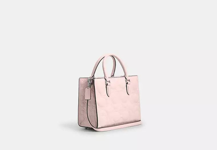 Maggie Small Tote Bag In Signature Leather Blush Coach