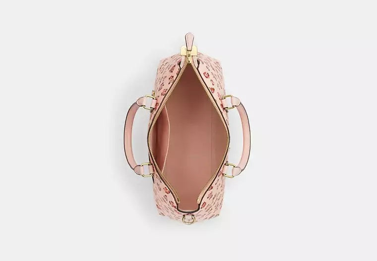 Georgia Satchel Bag With Rose Print Bag Blush Multi Coach