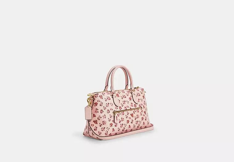Georgia Satchel Bag With Rose Print Bag Blush Multi Coach