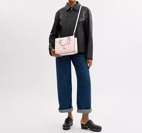 Maggie Small Tote Bag In Signature Leather Blush Coach
