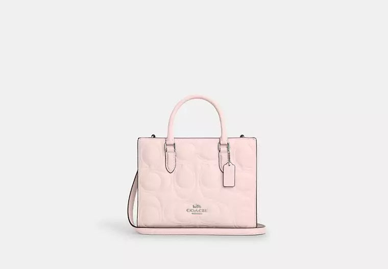 Maggie Small Tote Bag In Signature Leather Blush Coach